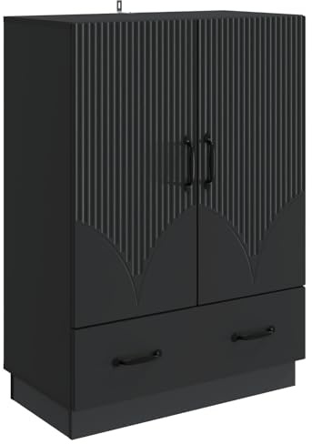 vidaXL Sideboard Schwarz 66 x 34,5 x 92 cm Holzwerkstoff, Eleganter Sideboard, moderner Buffet, viel Stauraum, stylische Regal, rechteckiges Esstischmöbel