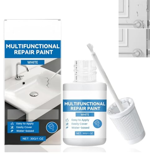 White Touch Up Paint,Multi Surface Paint,White Furniture Touch Up P-aint,Interior And Exterior Repair,Quick Drying,Waterproof,Use For Scratches,Marks And Stains,For Radiator,Metal,Ceramic,Wall,30g