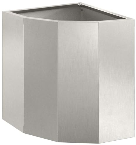 Roanoer Fioriera angolare color argento, 30 x 30 x 35 cm, in acciaio inox, fioriera angolare per giardino, terrazza e balcone, fioriera salvaspazio per esterni, robusta struttura angolare