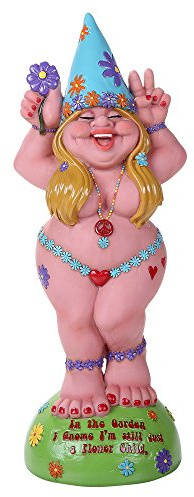Pacific Giftware Gartenzwerg Figur - Hippie Lady Flower Power