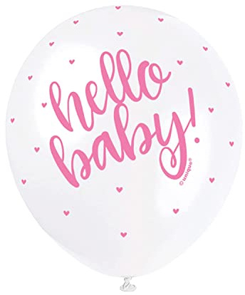 Hello Baby White Latex Balloons (30cm) Pack of 5 - Ideal for Baby Shower Celebrations