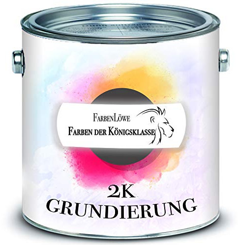 FARBENLÖWE hochmoderner 2 Komponenten Grundierung 2-K inkl. Härter Set Weiß Grau Schwarz (20 L Lichtgrau RAL 7035)