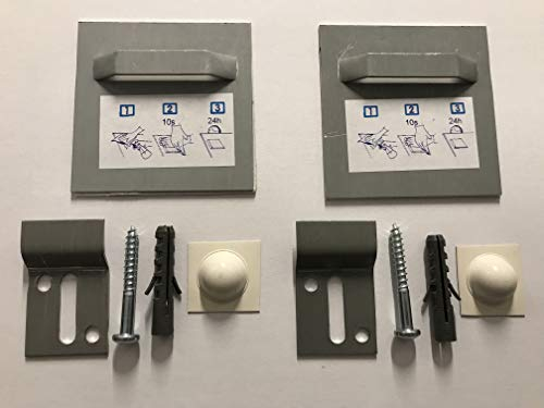 Set mit je 2x Bild-Halter 70x70mm & Z-Haken & Wandpuffer selbstklebend Abstandshalter Glas Schild Bilder Edelstahl Schild Acrylglas
