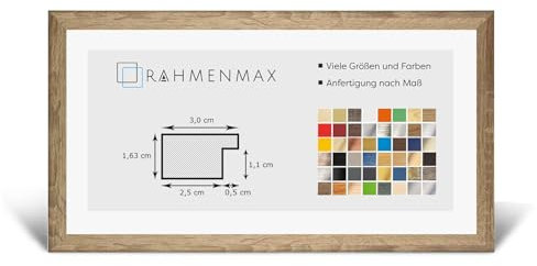 RahmenMax Morena Holz Werkstoff Bilderrahmen 25 x 60 cm modernes sehr eckiges Profil 60 x 25 cm Grosse Farbauswahl jetzt: Sonoma Eiche mit Kunstglas klar 1 mm
