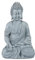 Relaxdays Buddha Figur sitzend, 30 cm, Gartenfigur, Dekofigur Wohnzimmer, Polyresin, wetterfest, frostsicher, hellgrau