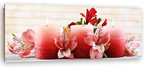 Feeby Décoration murale zen Tableau Photo fleurs rose 90x30 cm