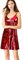 Allegra K Damen Paillettenkleid Ärmellos V-Ausschnitt Party Spaghetti Trägerkleid Glitzer Metallic Minikleid Rot XL