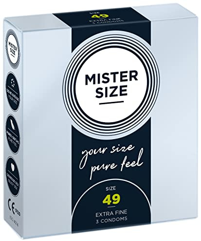 MISTER SIZE 49mm Ultra-Sensitive Condoms for Men - Extra Thin, Extra fine, Extra lube/Made from 100% Natural Rubber Latex in Your Size XS - S/Real Feel Pack of 3