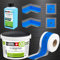 Kit d'Étanchéité SET300 - 4 kg de Film Liquide, 2 Coins Intérieurs, 2 Manchettes Murales, 5 m de Ruban - Base Profonde 1 L pour Douche, Salle de Bain, Cuisine