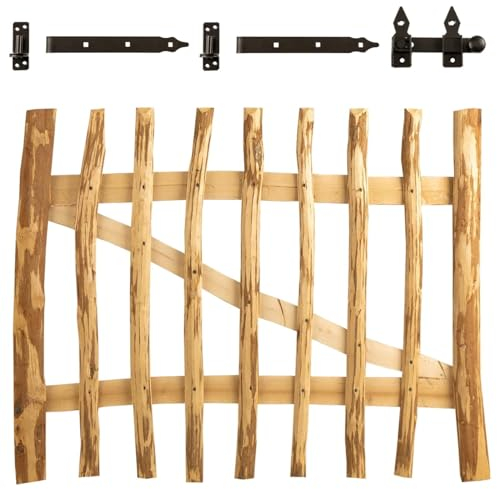 BooGardi Hazelnut Garden Gate in 14 Sizes • 100 cm Wide • 60 cm High • 7-9 cm Slatted Distance • Fence Gate for Picket Fence / Chestnut Fence with Accessories