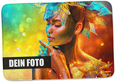 Sunnywall Bettvorleger mit individuellem Text + eigenem Foto Bild - Badematte Badteppich Badvorleger 59 x 40