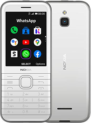 Nokia 8000 4G 2.8 Inch UK SIM Free Feature Phone with WhatsApp and Google Assistant (Single SIM) - White