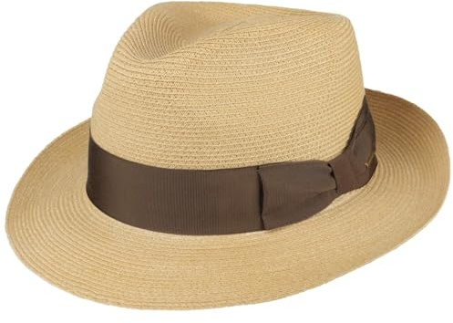 Stetson Kendrick Fedora Hanfhut Naturfarbener Bogart-Stil Nachhaltiger Hut Made in Italy Unisex Frühjahr Sommer