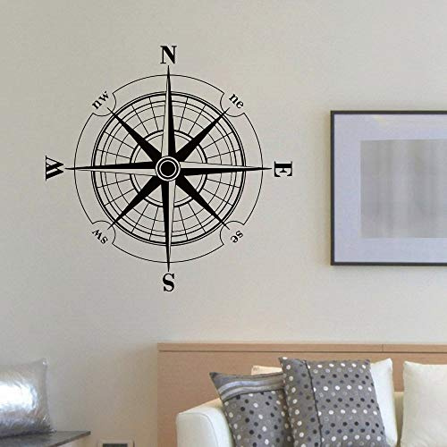 NSRJDSYT Adesivo in Vinile Rosa dei Venti Bussola Decalcomania da Muro Rimovibile Geografia da Viaggio Poster da Parete Decorazione murale per la casa 86x86cm