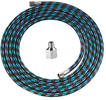 SAGUD Airbrush Hose 10 Foot 3 m Nylon Braided Air Hose with 1/8 Size On Both End and Adapter 1/8 Male to 1/4 Female for Most Airbrush Kit