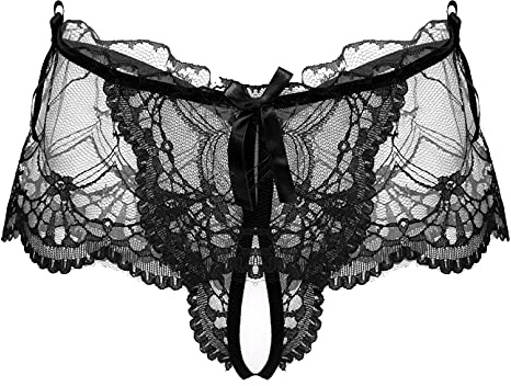 TiaoBug Herr G-string i mesh stringtrosor stringtrosor T-back män underkläder spets underkläder trosor erotiska byxor jockstraps med volanger rosett