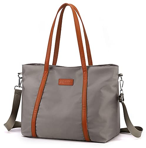 zhongningyifeng Sac fourre-tout pour femme en nylon 15,6 pouces sac à main à bandoulière pour ordinateur portable pour le travail de voyage (grey)