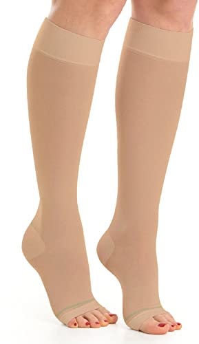 Relaxsan Antitrombo M0350A (1 Paio - Beige, S) gambaletti punta aperta antiembolismo per degenza K1 compressione graduata 18-23 mmHg