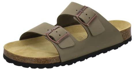 AFS-Schuhe Comode pantofole da uomo, sandali e pantofole in pelle, taglia 36-50, Made in Germany, cachi, 43 EU