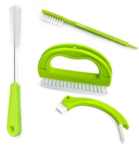 ZWZNBL Lot de 4 brosses à joint, brosse de nettoyage pour carrelage, brosse à joint avec poignée, utilisées pour la maison et la cuisine, rail de fenêtre, cuisine, couture, ligne de sol