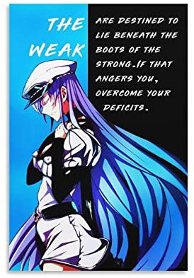 XINYUELONG Anime-Poster mit Akame Ga Kill Esdeath auf Leinwand, Wandkunst, Gemälde, Poster, Dekoration, Raumdekoration, ungerahmt, 30 x 45 cm