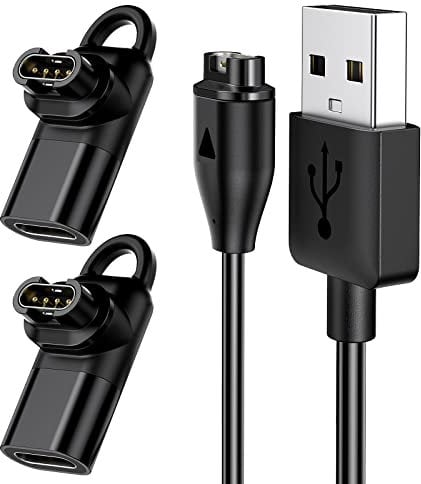 3.3ft Charger Cable for Garmin Watch Fenix 7/7S/7X/6/6S/6X/5/5S/5X,Forerunner 955 945 935 255 245 45, Approach S10 S40 S60 X10,Quatix 5 Sapphire,Instinct 2/2S,Vivoactive 3 4 4S with 2 USB C Adapters