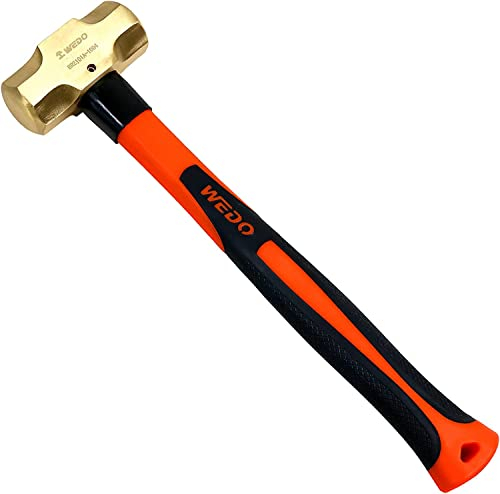 WEDO Fäustel Martello da propulsione 450 g con manico in fibra di vetro, martello demolitore, martello grande, testa martello in ottone, lunghezza 310 mm, martello Feustel (0,45 kg)