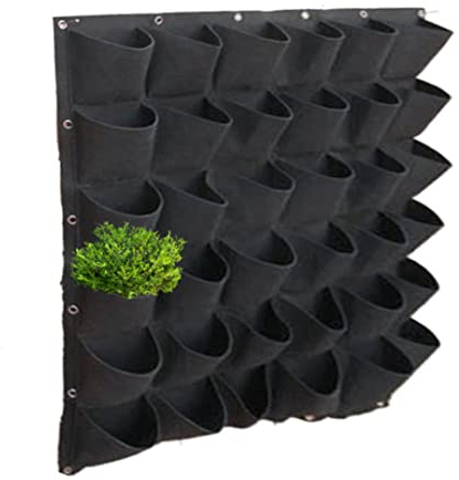 NIDONE 36 Taschen Vertical Wall Garden Planter Plant Grow Bag Non-Woven Felt Hanging Planting Bag Vertical Flower Container for Indoor & Outdoor Gardening, Black