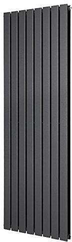 NRG 1600 x 544mm Anthracite Designer Radiator Vertical Double Flat Panel Bathroom Central Heating Radiators with Free Valves