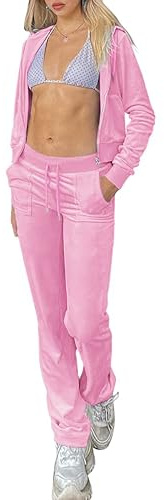 Minetom Femmes Velours Ensemble Survêtement Manche Longue Fermeture Éclair Veste Blouson Sweat à Capuche Jogging Pantalon Sports Suits 2pcs