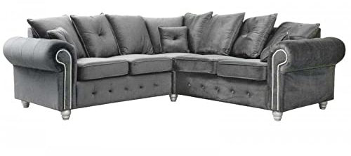 Hugo Sofa | 3 Seater 2 Seater Corner Sofa | Plush Velvet Grey | Living Room | Warranty Included… (Corner)