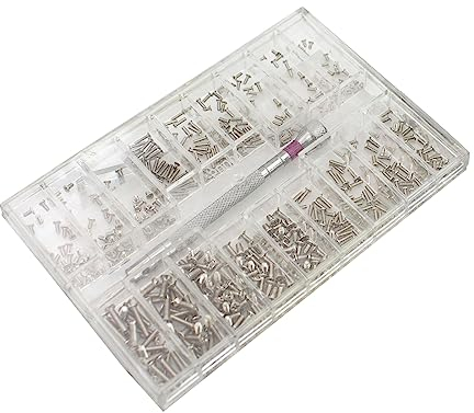 500 tornillos microtornillos, M1,2 M1,4 M2, cabeza plana, juego de tornillos para gafas con destornillador, M