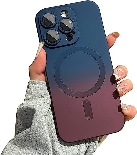 Rokmym Silicone Liquide Coque Magnétique pour iPhone 12, Etui avec Mag-Safe Case Faster Charging Ultra Léger et Mince avec Effet de dégradé Housse de Protection Antichoc