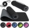 TOSANEO Fitnessmatte mit Tragegurt Yogamatte Schwarz 183cm x 61cm x 6mm TPE Gymnastikmatte Rutschfest Sportmatte mit Tragetasche Trainingsmatte für Fitness Workout Gymnastik