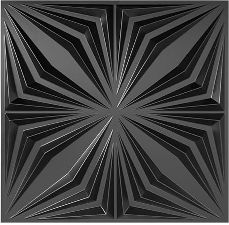 Paneles 3D de plástico PVC, para pared o techo, diseño brillante, para sala de juegos, 12 unidades de 3 m², D126 negro