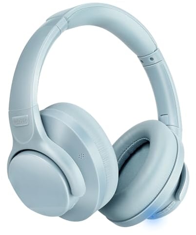 TUINYO Wireless Headphones - Noise Cancelling Over Ear Bluetooth Headphones with 60H Playtime, Deep Bass Hi-Fi Stereo Sound & Comfortable Earpads for Travel, Home and Office-Blue Gray