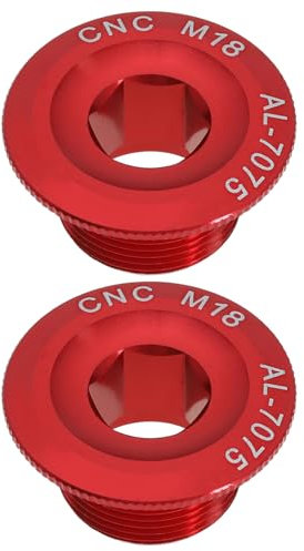 eMagTech 2 Stück Kurbelarm Befestigungsschraube M18 für Mountainbike Rennrad Fix Kurbelgarnitur Kurbelkettenrad aus Aluminiumlegierung Hohe Festigkeit für 18mm Kurbelschraube, Rot