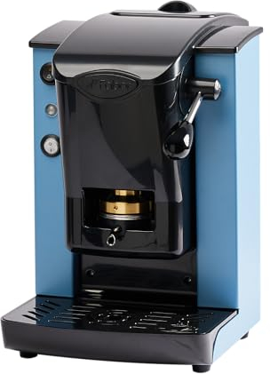 FABER COFFEE MACHINES | Slot Plast Model | POD Coffee Machine 44 mm | Adjustable Brass Pad Press (HIMMELBLAU/SCHWARZ)