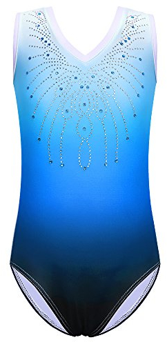 ZNYUNE Mädchen Kinder Turnbody Ärmellos Turnanzug Gymnastik Trikot Gymnastikanzug B180 Blue 16A