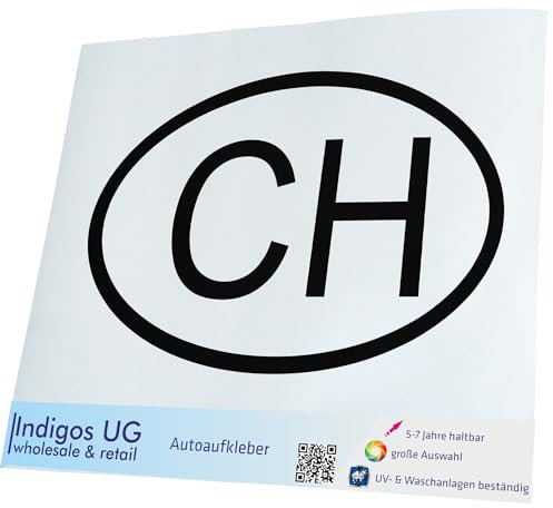INDIGOS UG Auto Aufkleber Auto - 200x127 mm - Schweiz CH - schwarz - Selbstklebender Sticker für Auto, Fenster, Bus oder LKW - UV-beständig & wetterfest
