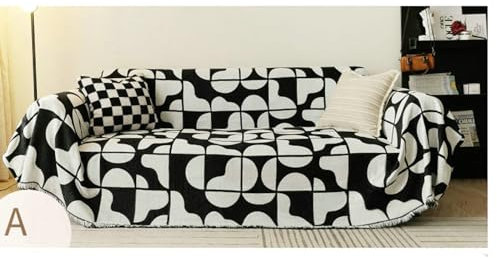 Ayoiow Couchbezug für Wohnlandschaft Bezug Sofa Schwarz Bezug Sofa 1 Sitzer Chenille Geometrisches Muster