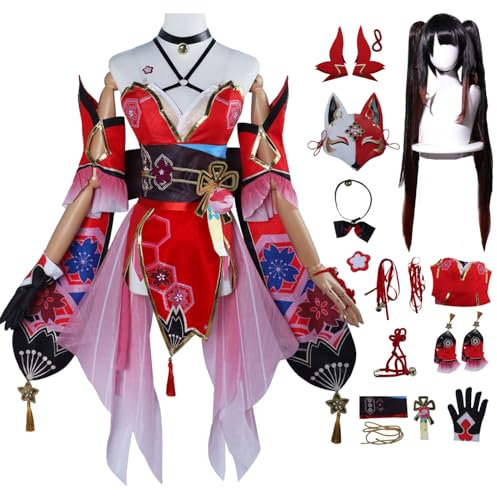 YEAJION Honkai Star Rail Sparkle Cosplay Kostüm Komplettes Set mit Perücke Star Rail Sparkle Cosplay Verkleidung Sparkle Uniform Halloween Karneval Party Bühnenauftritt Kostüm Erwachsene