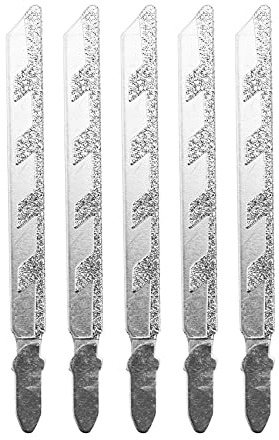 Droagoct Lot de 5 lames de scie sauteuse T de 101 mm et 4 pouces, ensemble de scie sauteuse recouverte de diamant maçonnerie outils électriques pour couper des carreaux de granit accessoires