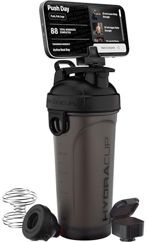 Hydra Cup JailBreak Shaker-Flasche für Protein-Shakes, Shaker-Flasche mit Griff & Ballmixer, Shaker-Becher mit Handyhalterung für Ihr Auto, Travel To Go, BPA-frei, 793.8 g (Schwarz)
