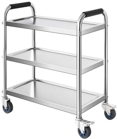 Carro de Mesa de Trabajo de Acero Inoxidable con Ruedas, Carro de Servicio con Carrito de Isla de Cocina, Mesa de Trabajo y preparación Comercial, para Restaurante, almacén, hogar, Cocina, Garaje (un