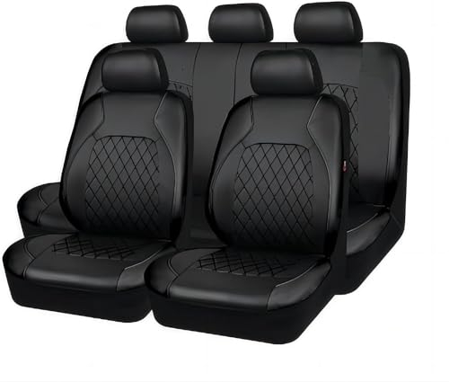 ZONEWD 9 Stück Auto Sitzbezüge für BMW 5er F10 F11 F07 2010 2011 2012 2013, Autositzbezüge Kompletter Satz Leder Full Wrap Wasserdicht Auto Zubehör,Black