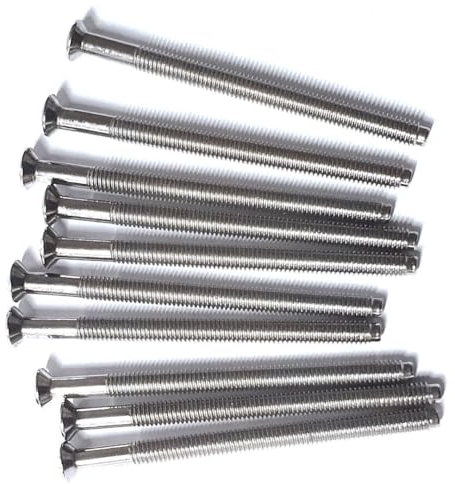 Electrical Long Socket Screws 40mm, 50mm, 75mm Black Nickel, Brass, Chrome M3.5 Screw Flat Raised Slotted Head Threaded Bolt for Switches, Plugs, Sockets, Fixings (20, Chrome, 50mm)