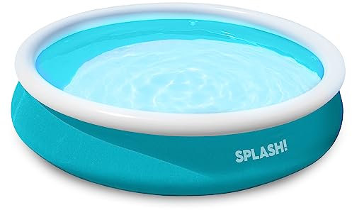 SPLASH Round Inflatable Swimming and Paddling Pool Fast Prompt Set Summer Fun - Includes 2x Repair Patch - 10 Minutes Fill Time - Double Vinyl Wall (8ft)