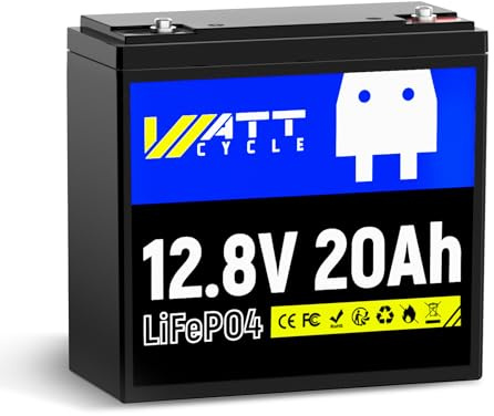 Wattcycle Batterie LiFePO4 12 V 20 Ah, batterie Deepcycle, parfaite pour RV, Trollingmoto, etc