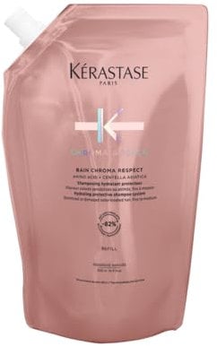 Kérastase Chroma Absolu Bain Chroma Respect, Schützendes Shampoo für coloriertes Haar, Haarpflege für feines bis mittleres gefärbtes Haar, Farberhaltend, Nachfüllpackung, 500 ml